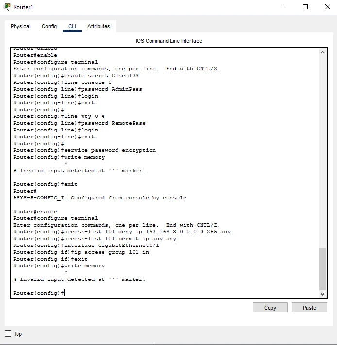 Configuring Access Control List (ACL) for Router 2 Configuring Access Control List (ACL) for Router 2