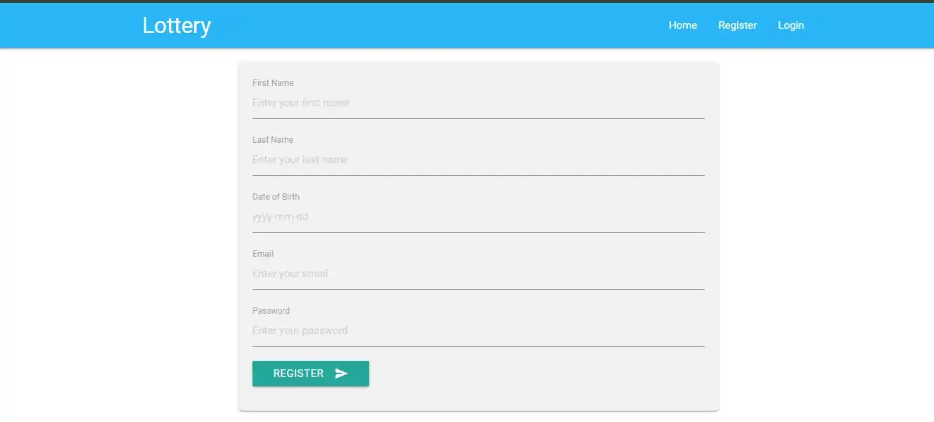 Registration page